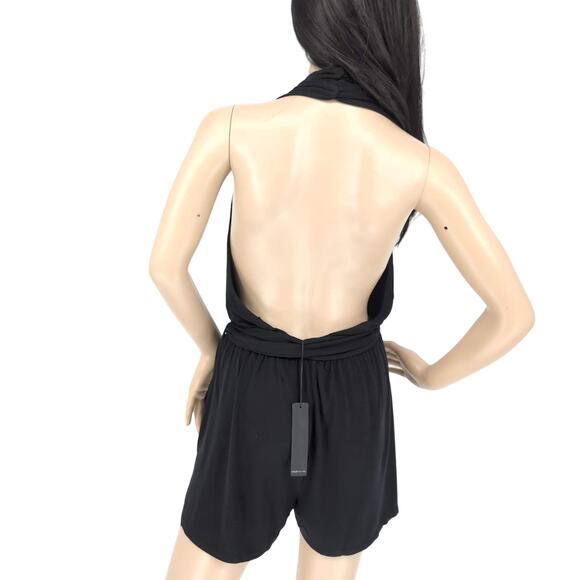 Krisa Revolve Black Siro Micro Modal Halter Romper with Pockets - Size M - NWT - Picture 4 of 13